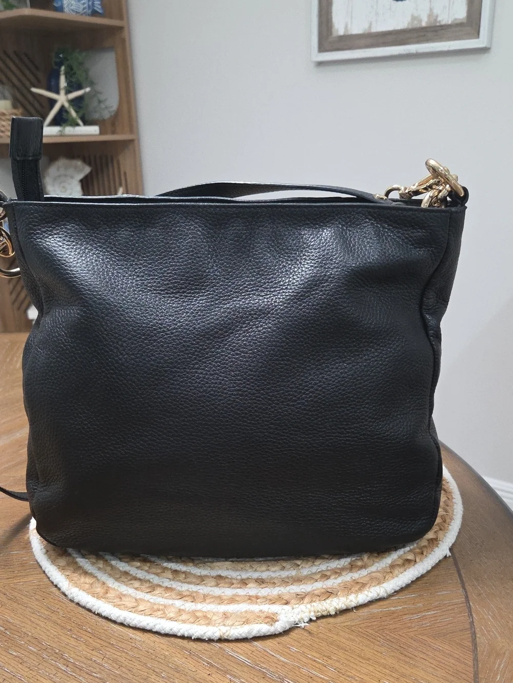 Michael Kors Hallie Large Convertible Shoulder Hobo Bag In Black Pebbled Leather